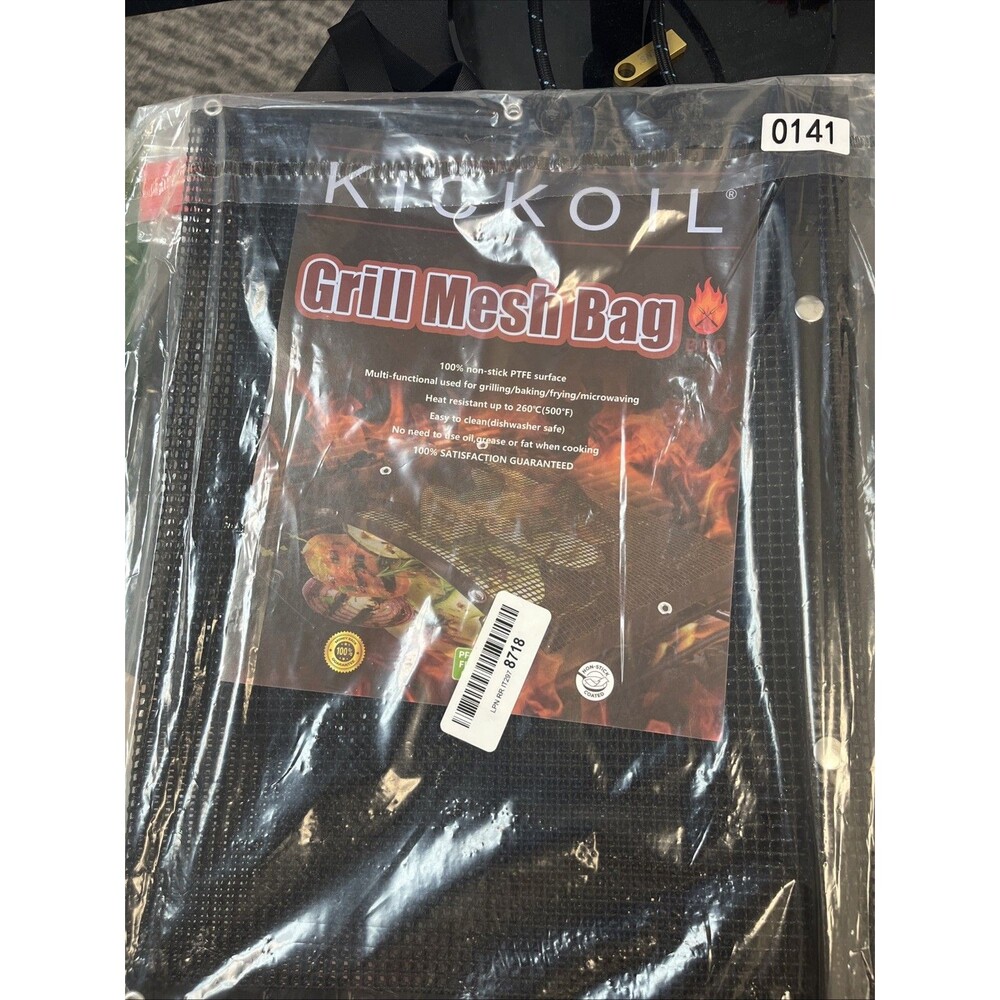 1 New Kickoil Grill Mesh Bags, Non-Stick, Easy Clean - About 16" x 12"